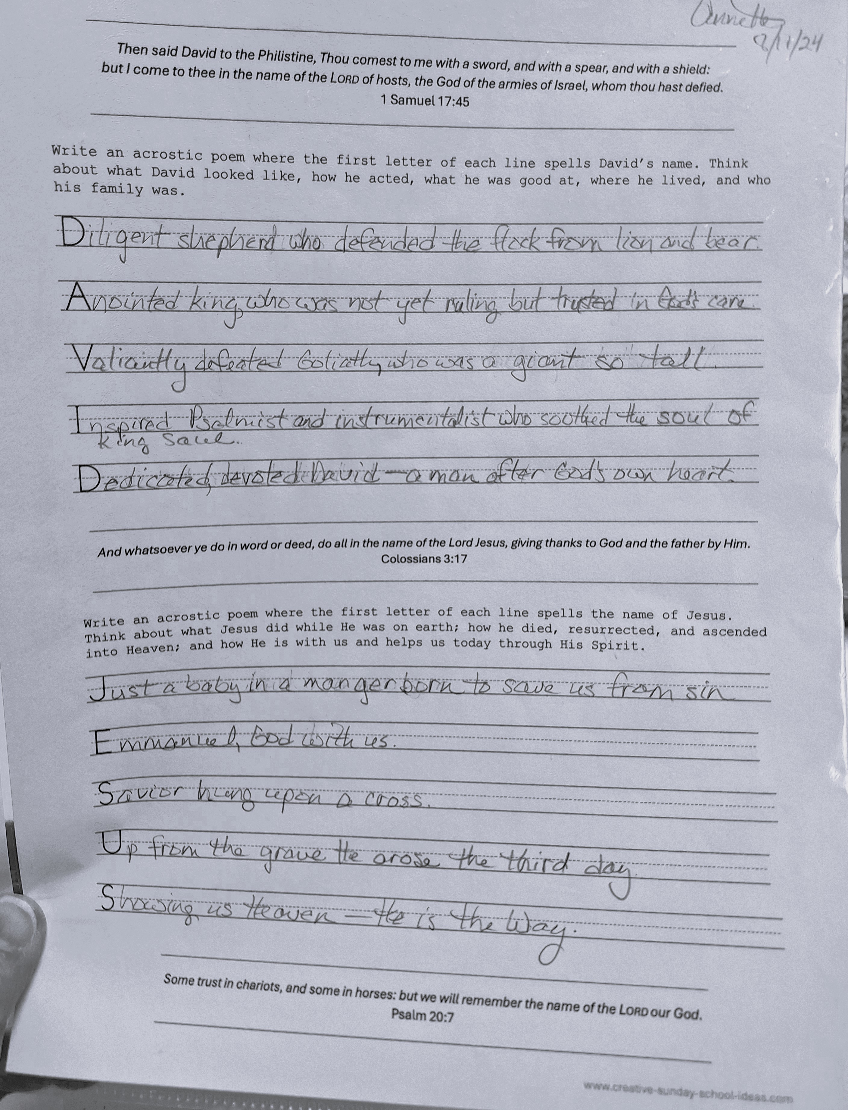 Acrostic Poem David Jesus example