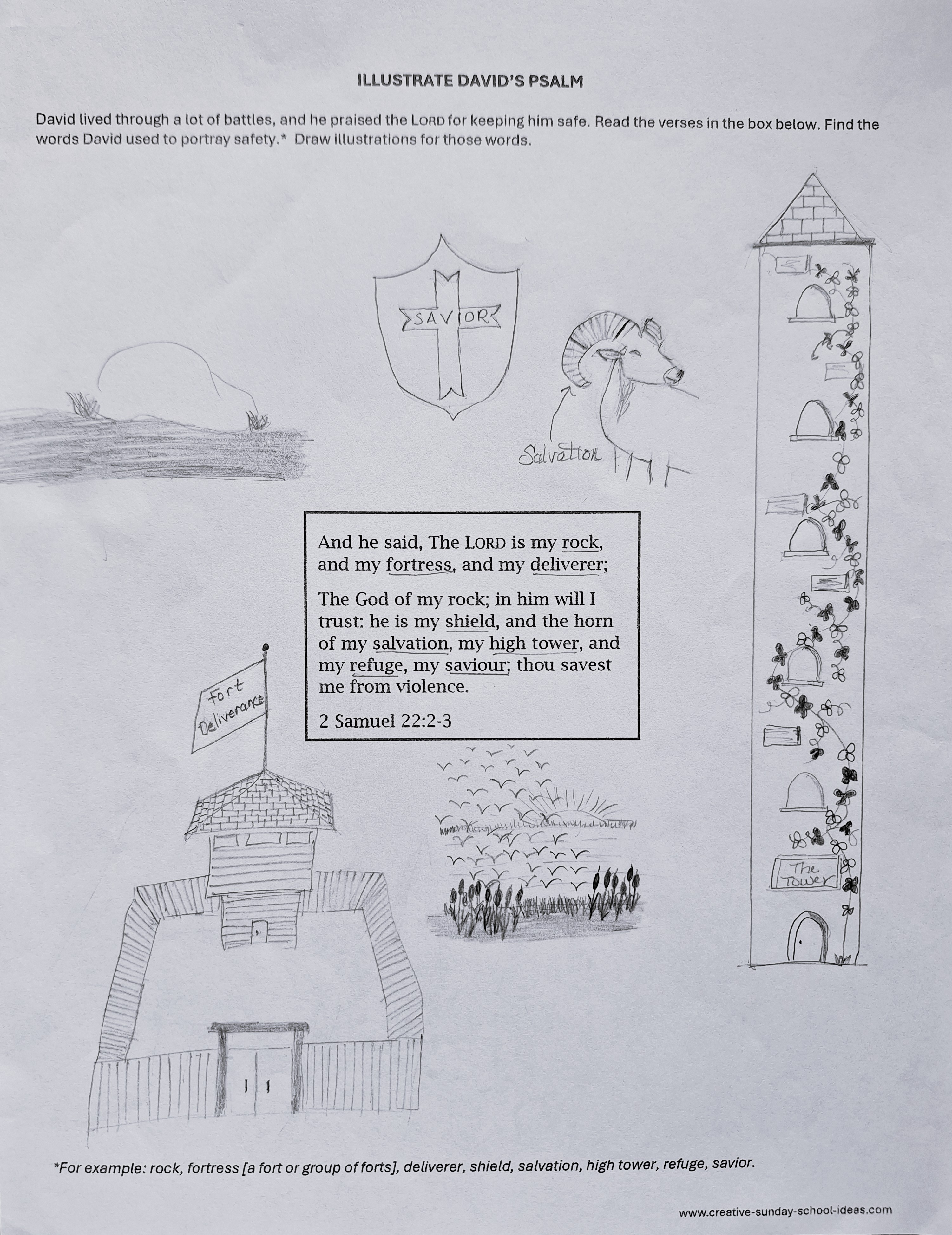 Illustrate David's Psalm - 2 Samuel 22:2-3 example