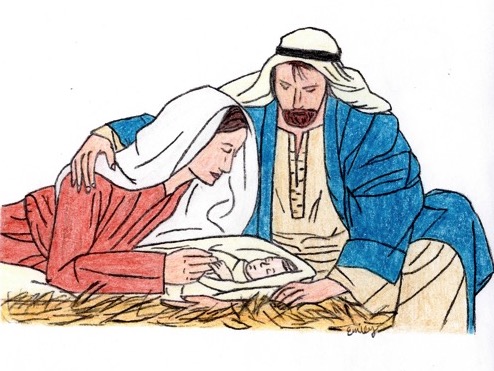 A Colour Pencil Drawing of Christ's Birth in Bethlehem · Creative Fabrica